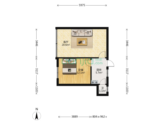 南兴巷1号 1室1厅1卫 46平方