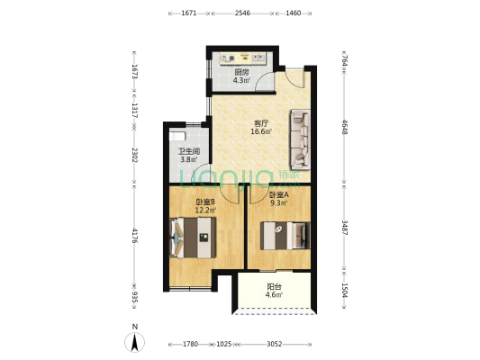 云亭公寓 2室1厅1卫 67平方