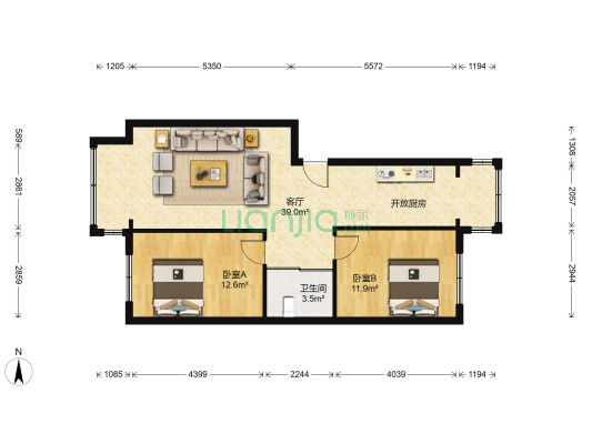 美韵星海 2室1厅1卫 85平方