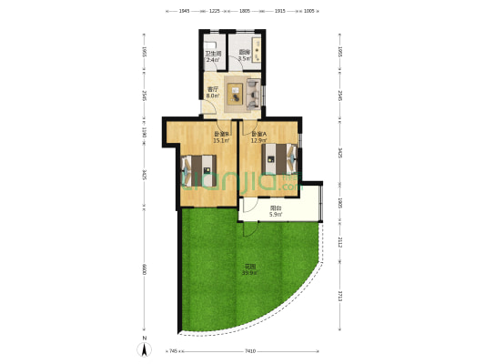 古平岗一号 2室1厅1卫 60平方