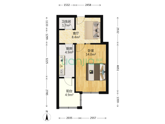 友爱南里 1室1厅1卫 42平方
