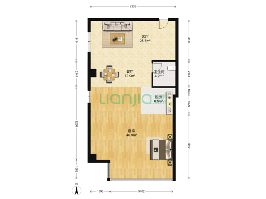 银泰大厦 1室2厅1卫 163平方