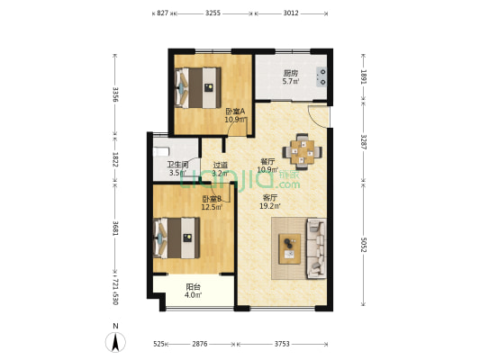 鑫基贵都A区 2室2厅1卫 98平方