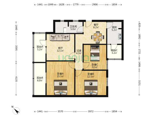 小关庙巷17号 3室2厅1卫 101平方