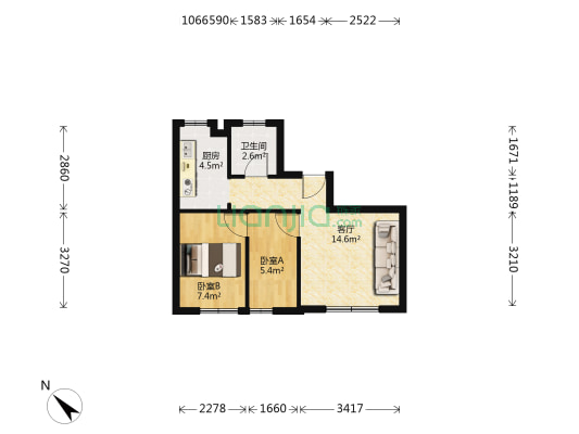 泰盛花园 2室1厅1卫 39平方