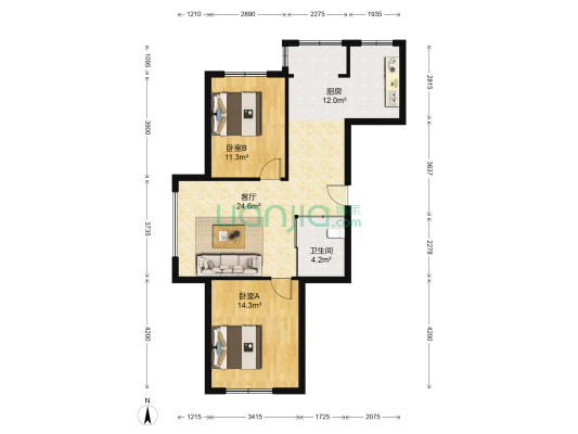 兆丰嘉座 2室1厅1卫 89平方