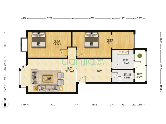 606家属区 2室1厅1卫 103平方