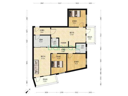供销大楼 3室2厅2卫 120平方