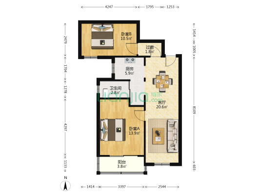 华阳小苑 2室1厅1卫 73平方