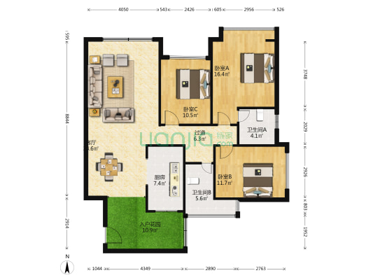 御林景秀 3室1厅2卫 113平方