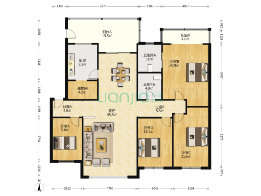 先锋街二段429号 4室1厅2卫 189平方