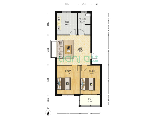 安益花园南区 2室1厅1卫 79平方