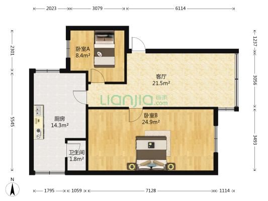 台子巷8号 2室1厅1卫 76平方