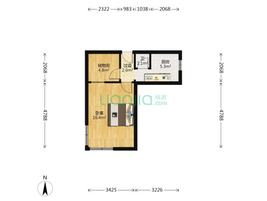 麒麟西巷 1室0厅1卫 41平方