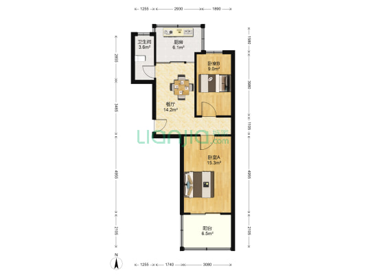 福庆街 2室1厅1卫 59平方