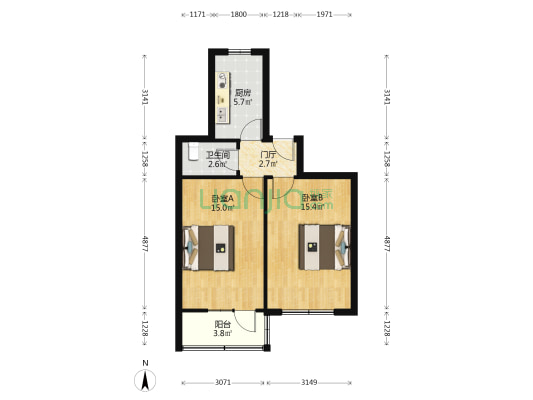 西安话剧院小区 2室0厅1卫 58平方
