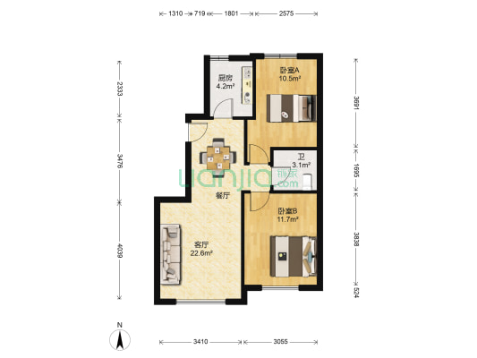 大禹褐石公园 2室1厅1卫 76平方
