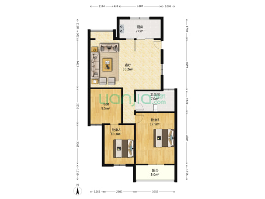 碧水湾花园 3室1厅1卫 106平方