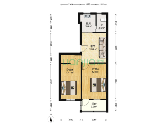 御道街29-1号 2室1厅1卫 61平方
