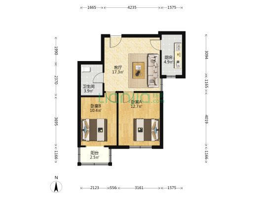 东滨温馨家园 2室1厅1卫 79平方