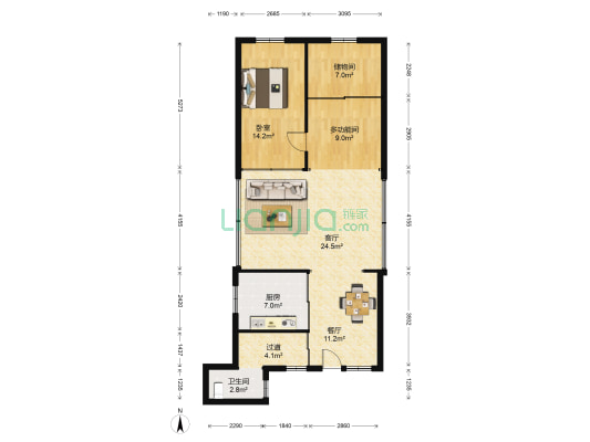 小间道胡同 2室2厅1卫 35平方