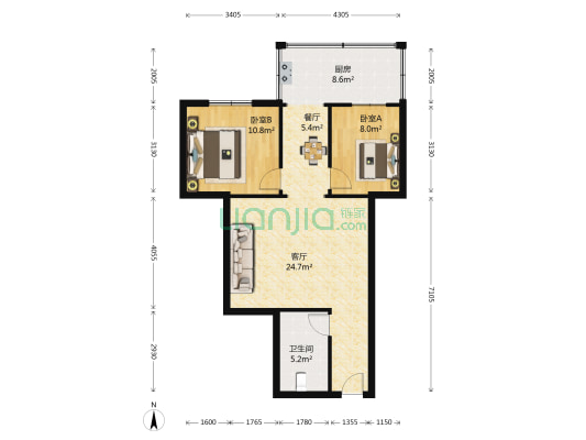 中共山西省电力公司党校小区 2室2厅1卫 77平方