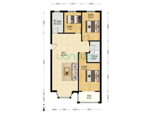 名流枫景洋房，好楼层，税少，看房方便，业主诚意出售-户型图