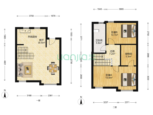 星河时代 2室1厅1卫 92平方
