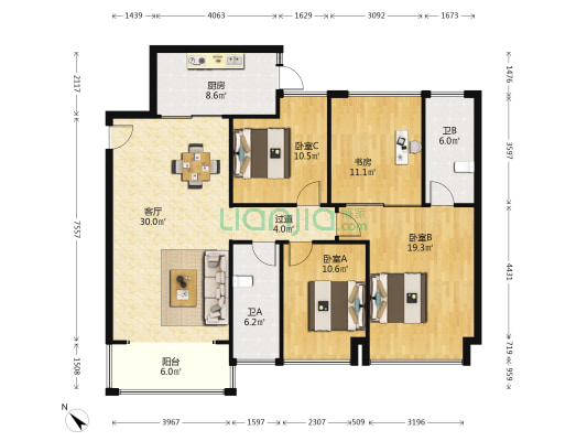 龙光玖御湖 4室1厅2卫 131平方