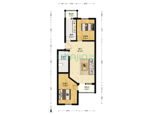 暂安处 2室1厅1卫 81平方