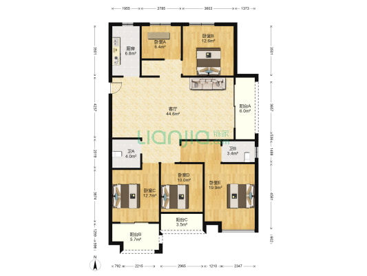 兴和家苑 5室1厅2卫 168平方