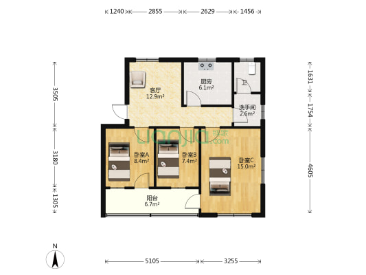 柳青街50号 3室1厅2卫 71平方