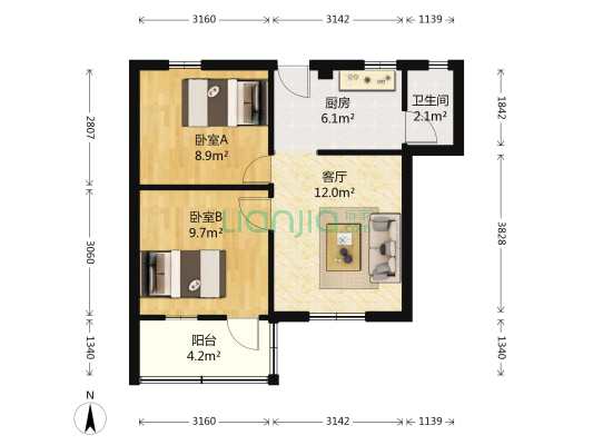 交电新村 2室1厅1卫 50平方