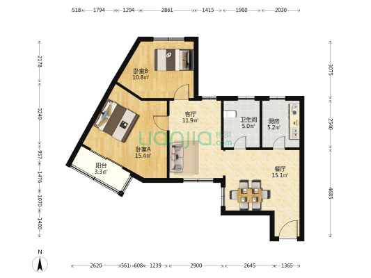 华中大厦 2室2厅1卫 88平方