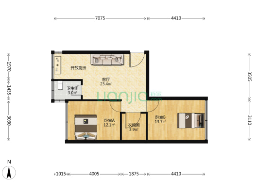 药材公司宿舍 2室1厅1卫 68平方