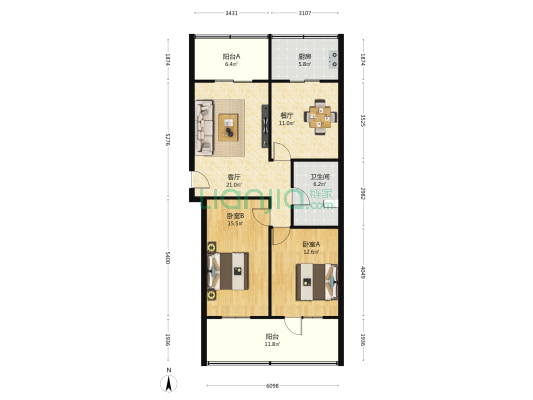 省计生委家属院 2室2厅1卫 112平方