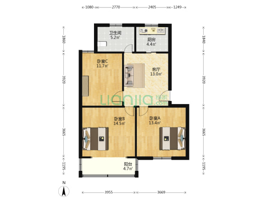 海燕二村 3室1厅1卫 82平方