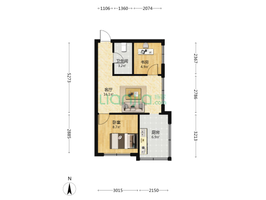 光谷one39公寓 2室1厅1卫 60平方
