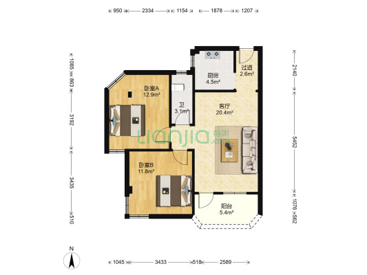 珠翠巷 2室1厅1卫 72平方