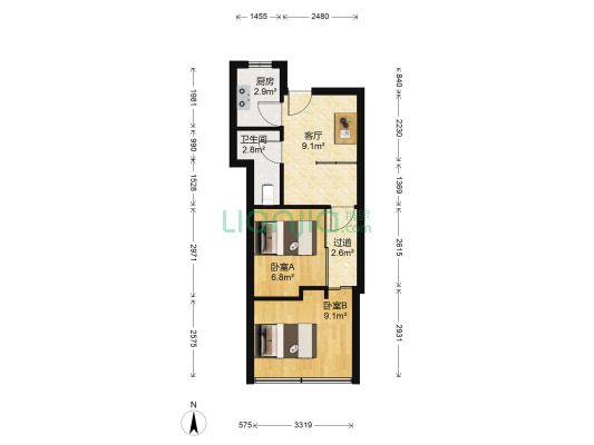 凤起路512号 2室1厅1卫 40平方
