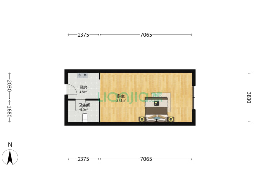 盛安广场 1室0厅1卫 55平方
