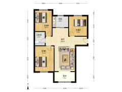 鹏渤印象城牛津花园 3室1厅 南 北-涿州鹏渤印象城牛津花园户型图