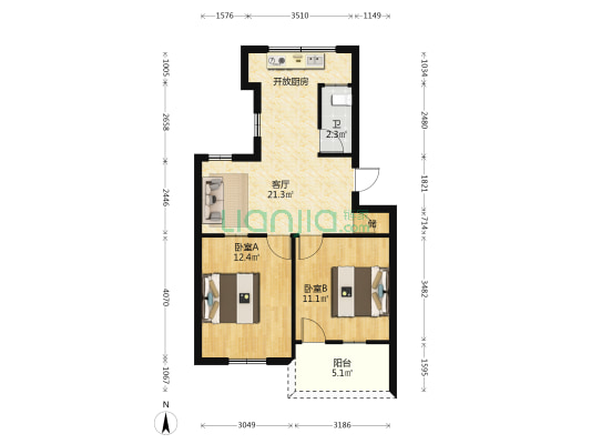 汇津水务宿舍 2室1厅1卫 62平方