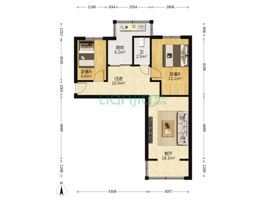甘肃医药公司家属院 2室1厅1卫 58平方