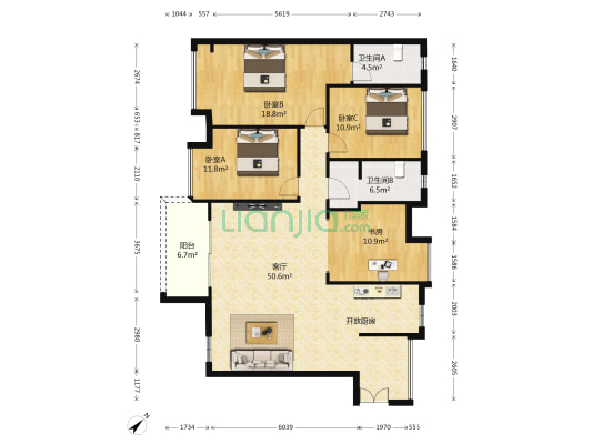 松茂御龙湾雅苑二期 4室1厅2卫 139平方