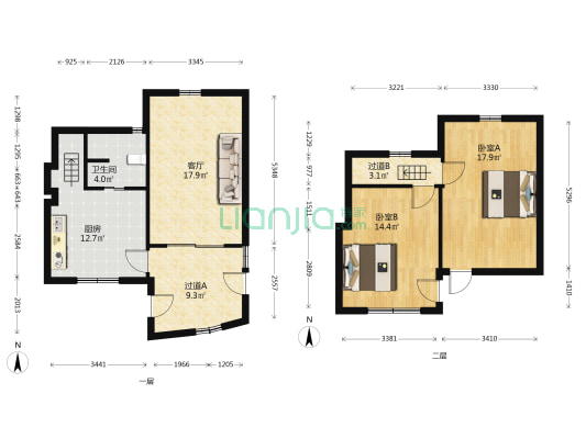中高楼弄 2室1厅1卫 97平方
