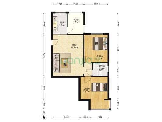 瑞泽小区 2室1厅1卫 95平方