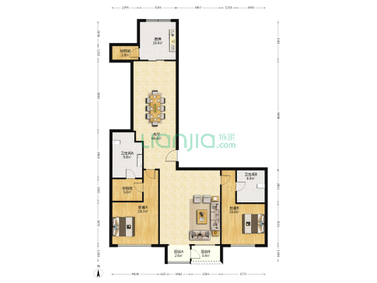 融创外滩壹号院 2室1厅2卫 225平方