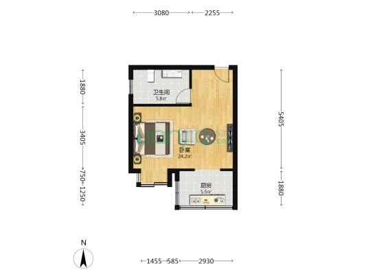 御宾苑浅水湾 1室0厅1卫 43平方
