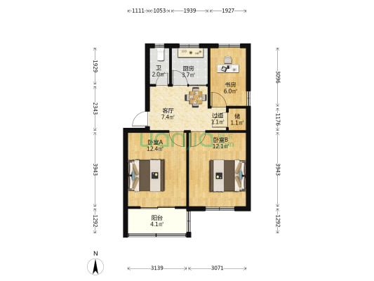 望西文理学院宿舍 3室1厅1卫 62平方
